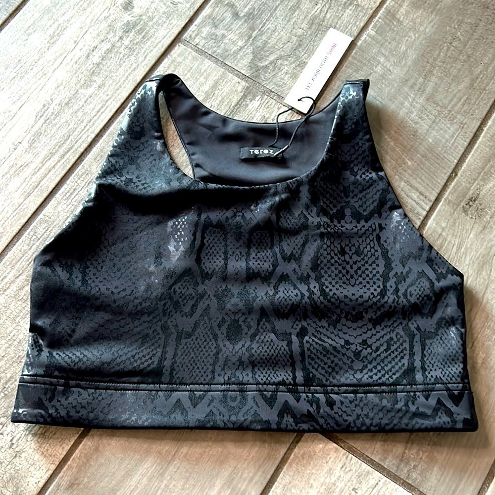 Terez SPORTS BRA black snakeskin print XL women’s new with tag